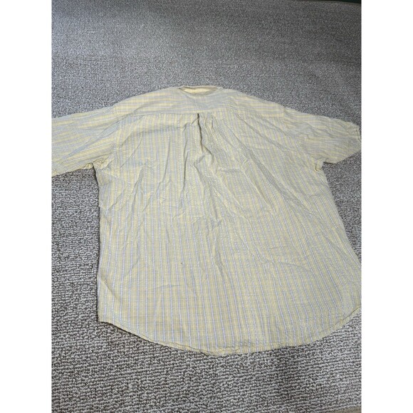 Brooks Brothers Button Down Shirt Men L Yellow/Blue/White Plaid Short Sleeve - Picture 5 of 8